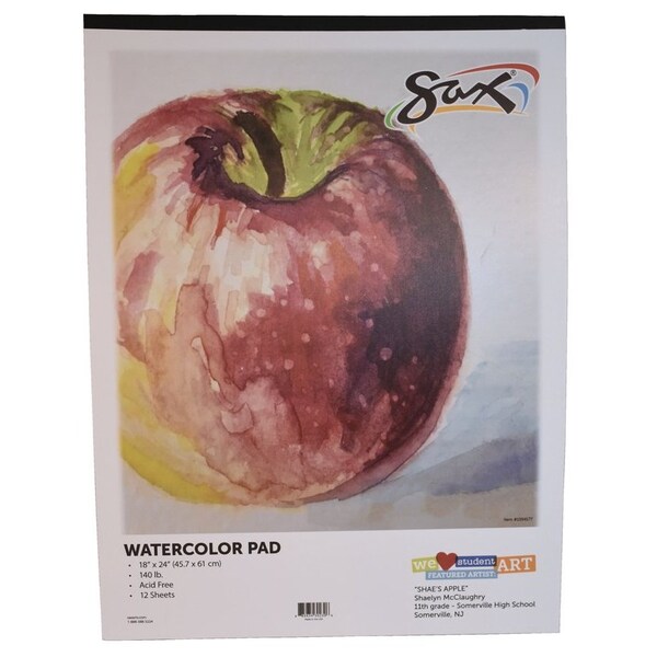 Watercolor Pad, 140 lb, 18 x 24 Inches, White, 12 Sheets